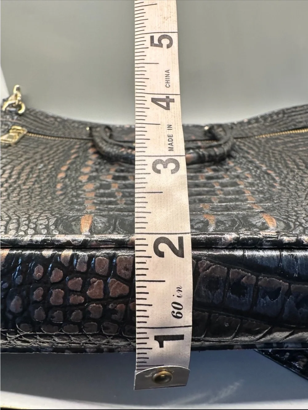 Brahmin Croc Embossed Leather Business Tote Laptop Bag